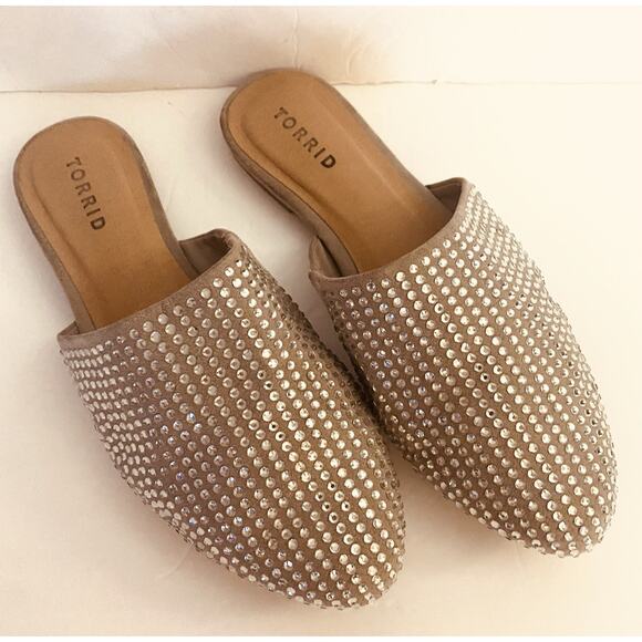 Torrid Sz 8W Blingy Sparkle Studs Fabric Upper Slip On Mule - Picture 2 of 7